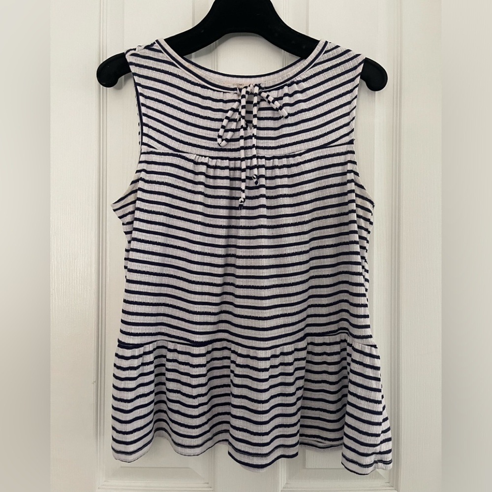 Ladies Sleeveless Como Vintage Sz L Navy/White Stripe Top